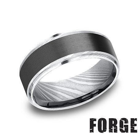 Load image 1 in gallery view. Wedding Rings 8mm DS Drop BKT Satin Center