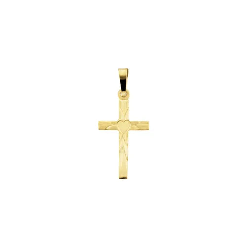 Load image 1 in gallery view. 14K Yellow Gold 19x11 mm Cross with Heart Pendant