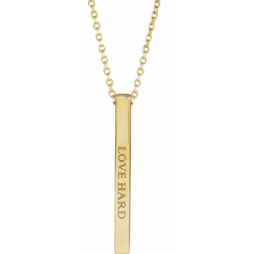 Load image 1 in gallery view. Gold Fashion Jewelry 14K Yellow Engravable Four-Sided Bar 16-18" Necklace