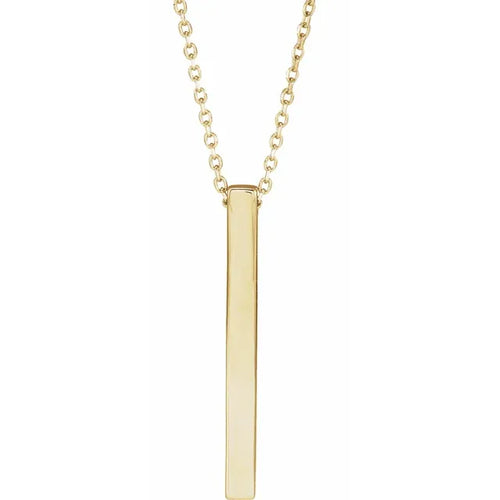 Load image 1 in gallery view. Gold Fashion Jewelry 14K Yellow Engravable Four-Sided Bar 16-18" Necklace