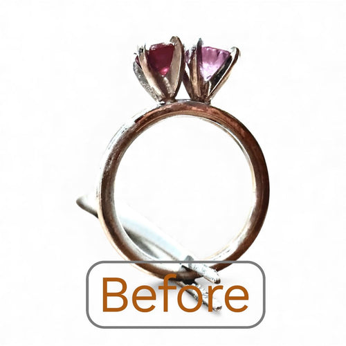 Load image 1 in gallery view. Custom Two-Stone Ruby & Pink Sapphire Band – Crafted From Customer’s Gold