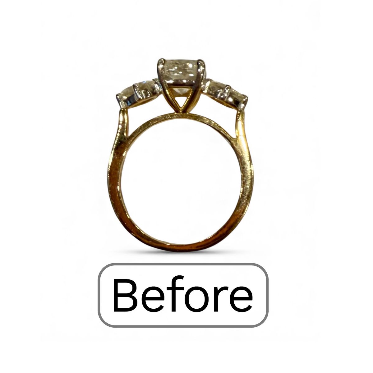 Custom Order 14K Yellow Gold 3 Stone Engagement ring