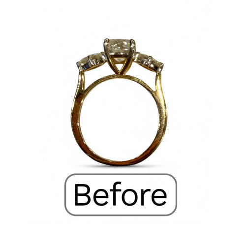 Load image 1 in gallery view. Custom Order 14K Yellow Gold 3 Stone Engagement ring