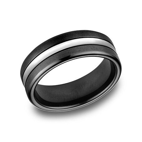 Wedding Rings COBALT BLK 7.5M CTR HPCUT SATIN FINISH