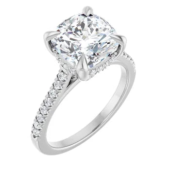 Load image 1 in gallery view. Platinum 3.85 ctw Custom Cushion Cut Engagement Ring