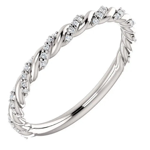 Load image 1 in gallery view. Diamond Pavé Cable Twist Wedding Band 0.25CTW - Farsi Jewelers