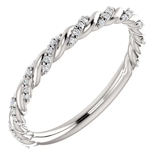 Diamond Pavé Cable Twist Wedding Band 0.25CTW - Farsi Jewelers