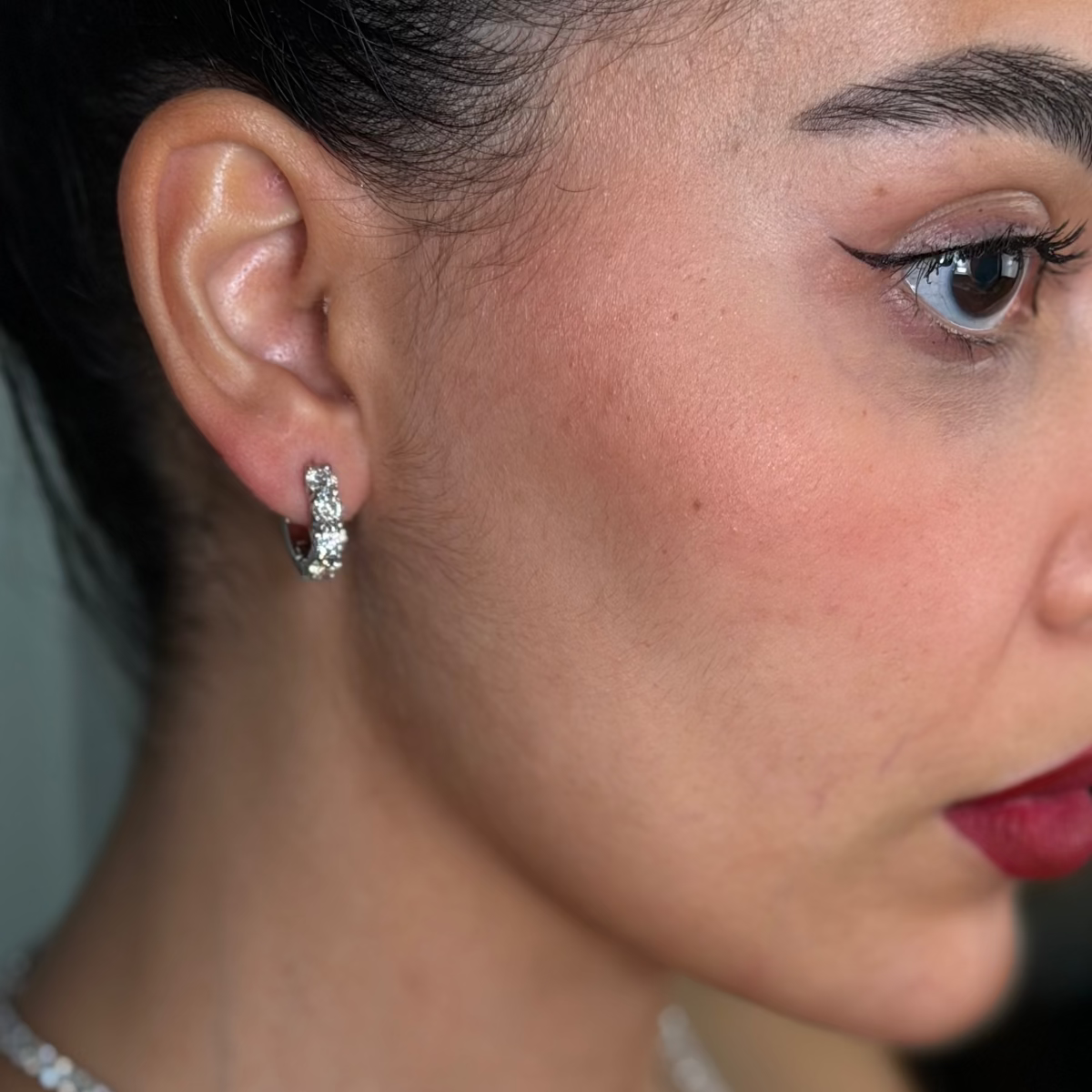 Diamond Jewelry Collections 14K White Gold Shared Prong 3.00 ctw LG-Diamond Huggies