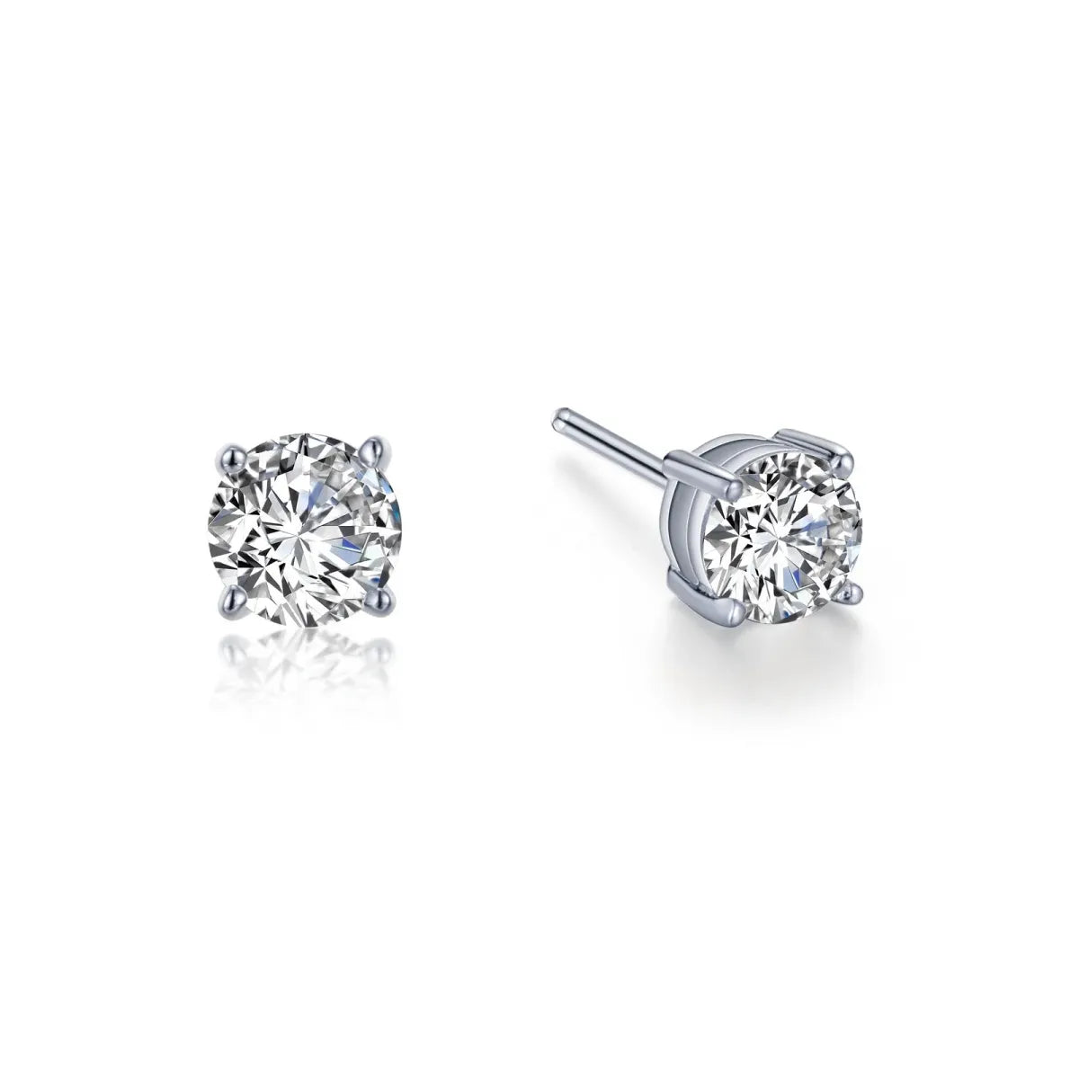 Silver Jewelry Solitaire Stud Earrings in Sterling Silver 1.5 CTW