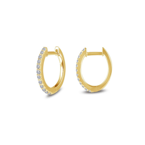 Load image 1 in gallery view. Lafonn's own product photo of the oval huggie hoop earrings in gold-finished sterling silver