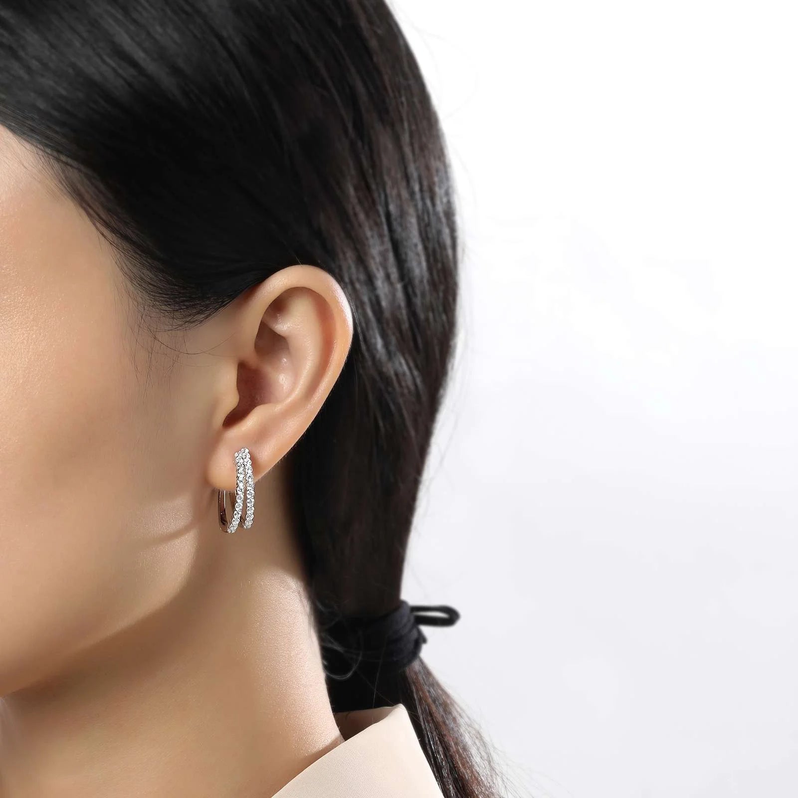 20mm x 23mm Double-Hoop Earrings in Sterling Silver