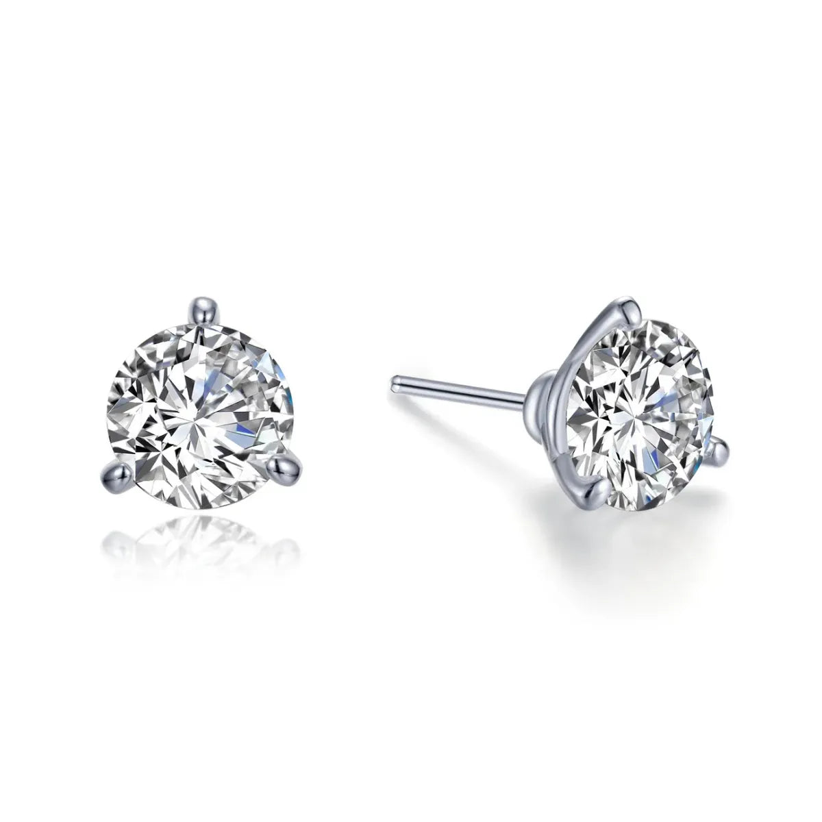 Silver Jewelry 3 CT Martini Solitaire Stud Earrings in Sterling Silver