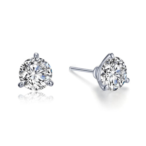 Load image 1 in gallery view. 3 CT Martini Solitaire Stud Earrings in Sterling Silver