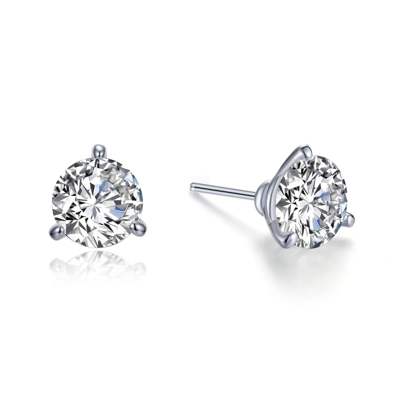 1.5 CT Martini Solitaire Stud Earrings in Sterling Silver