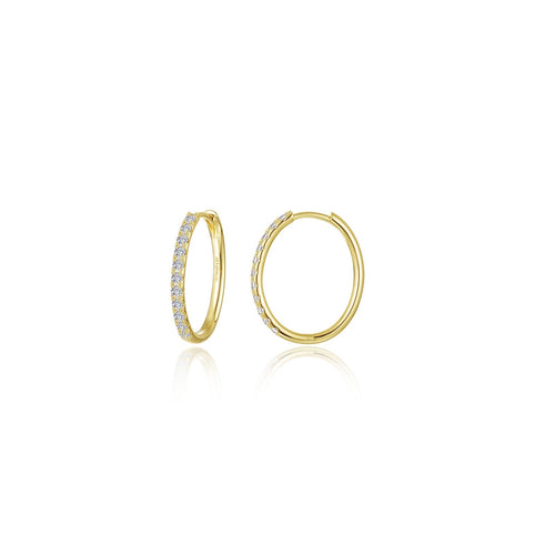 Load image 1 in gallery view. Lafonn's own product photo of the small Alina oval hoop earrings in gold-finished sterling silver