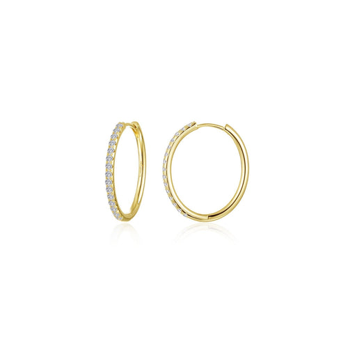 Load image 1 in gallery view. Lafonn's own product photo of the medium Alina oval hoop earrings in gold-finished sterling silver