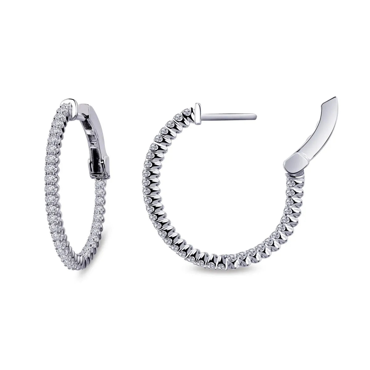 Silver Jewelry 20mm Inside-Out Hoop Earrings in Sterling Silver