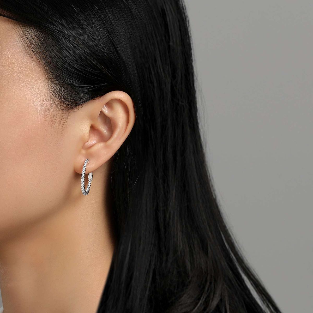 Silver Jewelry 20mm Inside-Out Hoop Earrings in Sterling Silver