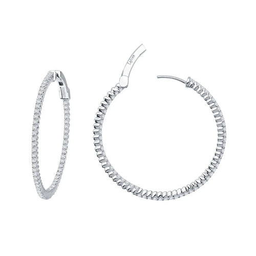 Load image 1 in gallery view. Silver Jewelry 30mm Inside-Out Hoop Earrings in Sterling Silver
