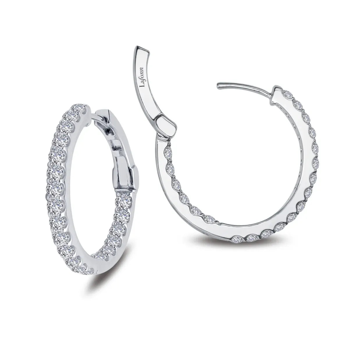 Silver Jewelry 25mm Inside-Out Hoop Earrings in Sterling Silver – 2.16 CTW
