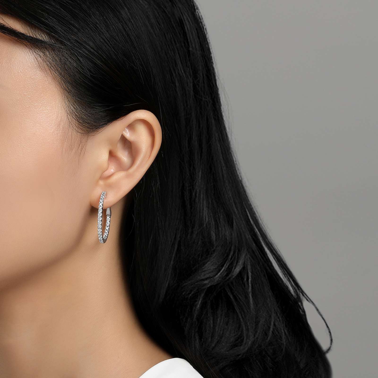 25mm Inside-Out Hoop Earrings in Sterling Silver – 2.16 CTW