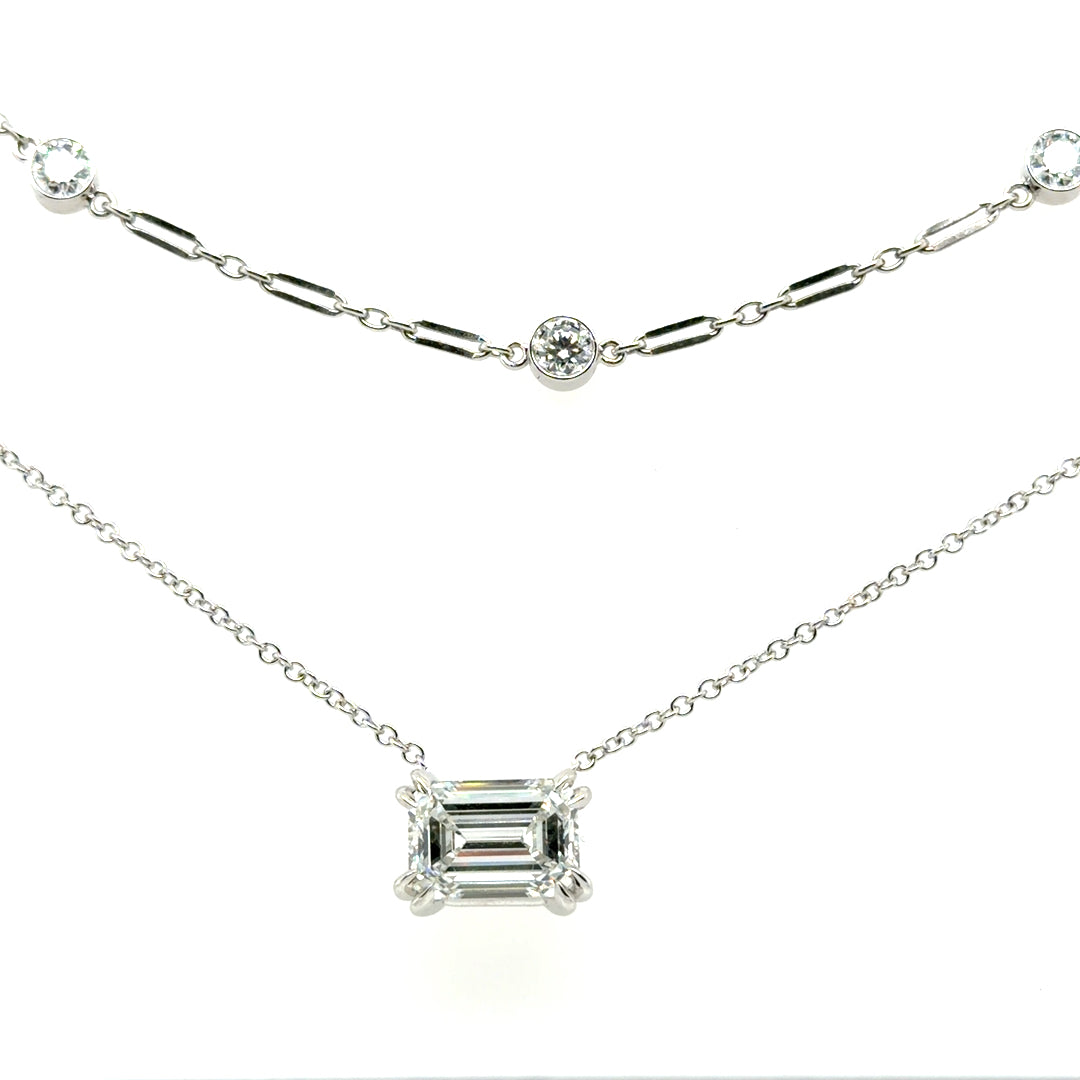 Custom Order 14KW Emerald Cut Pendant Mounting