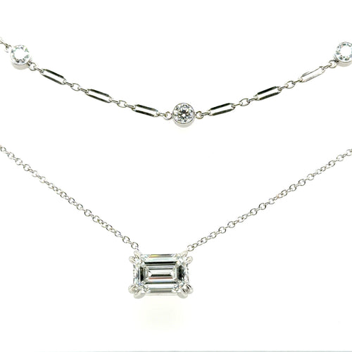 Load image 1 in gallery view. Custom Order 14KW Emerald Cut Pendant Mounting