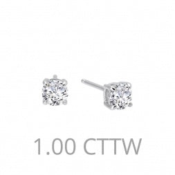 Lafonn 1 ct solitaire simulated diamond stud earrings in sterling silver