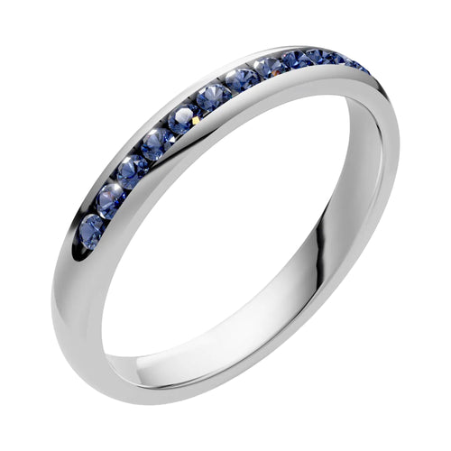 Load image 1 in gallery view. Men's Jewelry Men's Channel-Set Lab-Grown Blue Sapphire Band in 14K White Gold