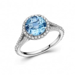 Lafonn genuine sky blue topaz ring in sterling silver with simulated diamond accents