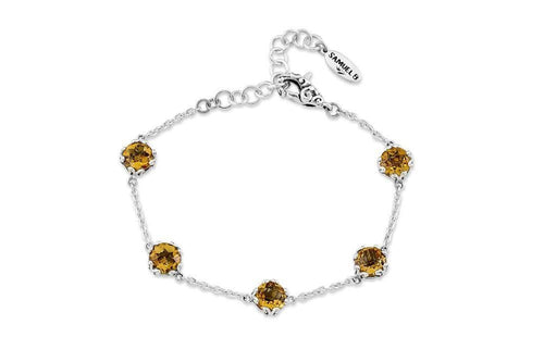 Load image 1 in gallery view. Birthday Collection Sterling Silver 7mm Round Citrine Station Bracelet