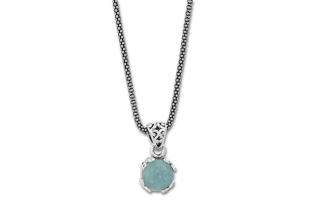Birthday Collection Sterling Silver 7mm Round Aquamarine Pendant with Chain