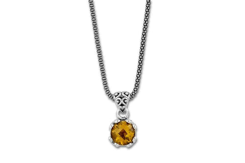 Load image 1 in gallery view. Birthday Collection Sterling Silver 7mm Round Citrine Pendant with Chain