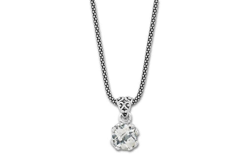 Load image 1 in gallery view. Birthday Collection Sterling Silver 7mm Round White Topaz Pendant with Chain