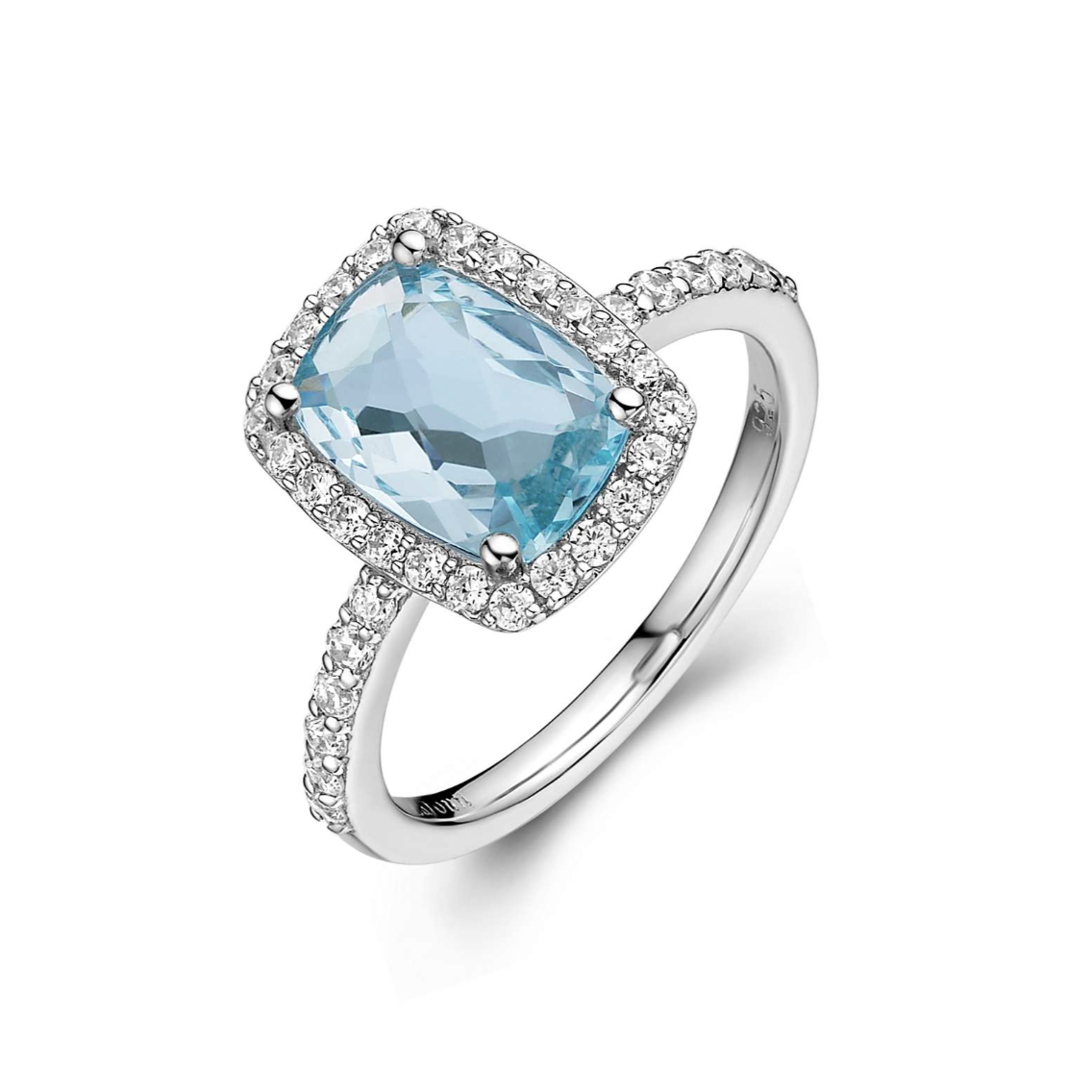 Lafonn genuine blue topaz halo ring in sterling silver