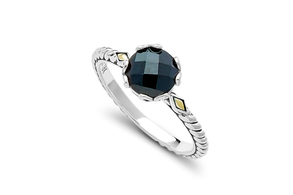 Birthday Collection Sterling Silver & 18K Black Spinel Birthstone Ring
