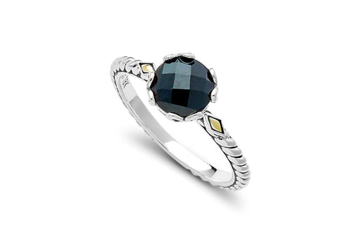 Load image 1 in gallery view. Birthday Collection Sterling Silver & 18K Black Spinel Birthstone Ring