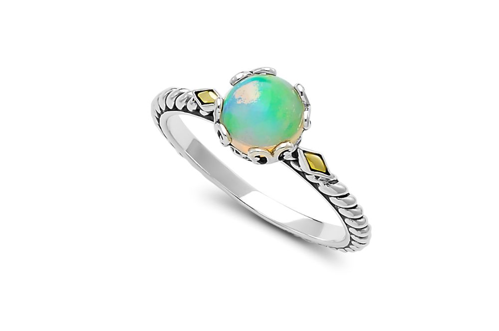 Birthday Collection Sterling Silver & 18K Opal Birthstone Ring