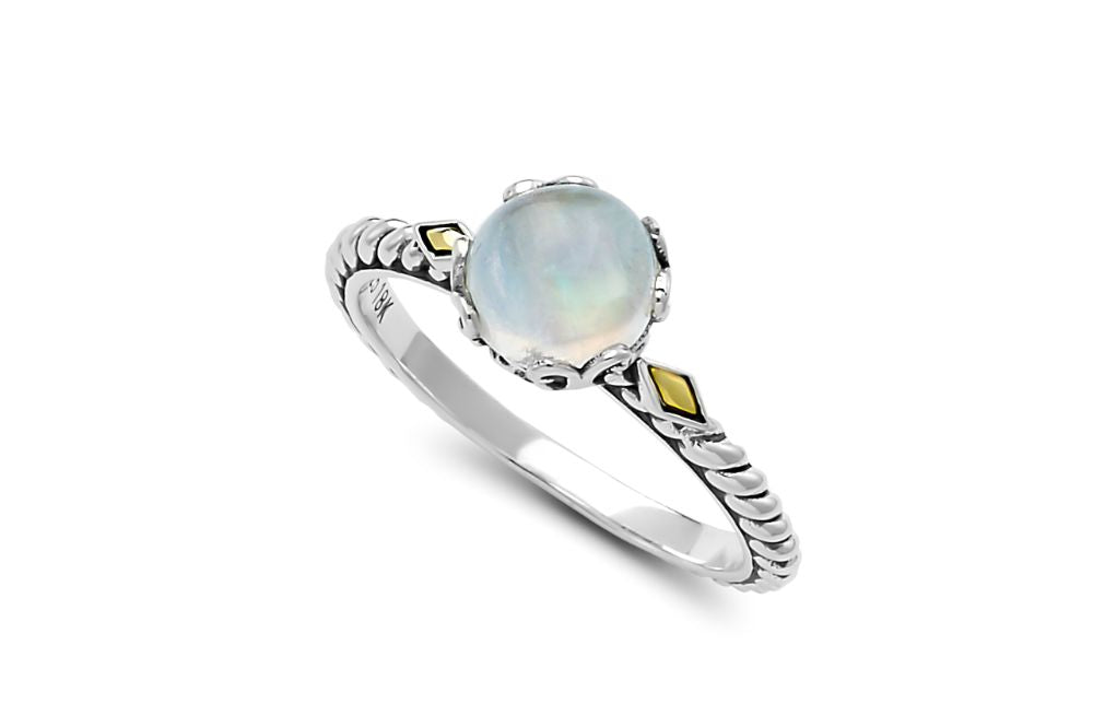 Birthday Collection Sterling Silver & 18K Rainbow Moonstone Birthstone Ring