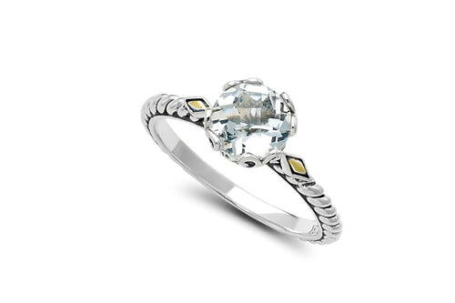 Load image 1 in gallery view. Birthday Collection Sterling Silver & 18K White Topaz Birthstone Ring