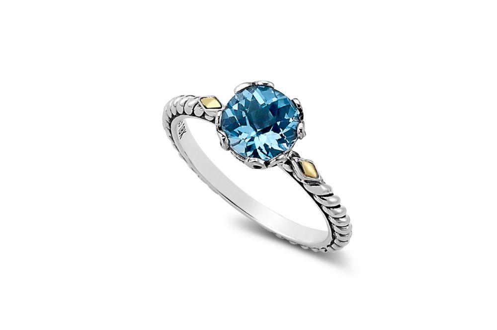 Birthday Collection Sterling Silver & 18K Blue Topaz Birthstone Ring