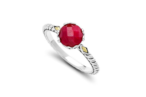 Load image 1 in gallery view. Birthday Collection Sterling Silver & 18K Ruby Birthstone Ring