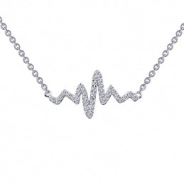 Lafonn heartbeat pendant necklace in sterling silver with simulated diamonds