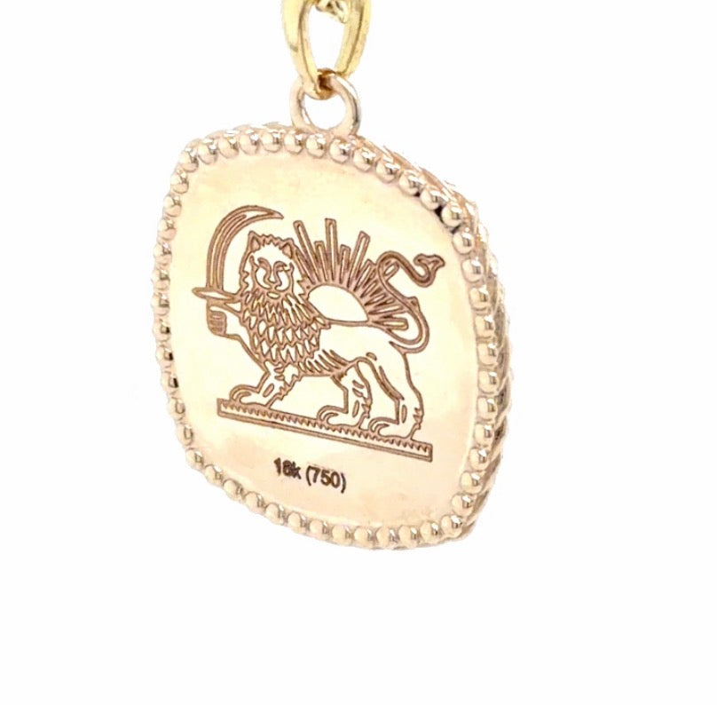 Gold Fashion Jewelry 18K Yellow Gold Large Derafsh Kaviani Necklace Pendant