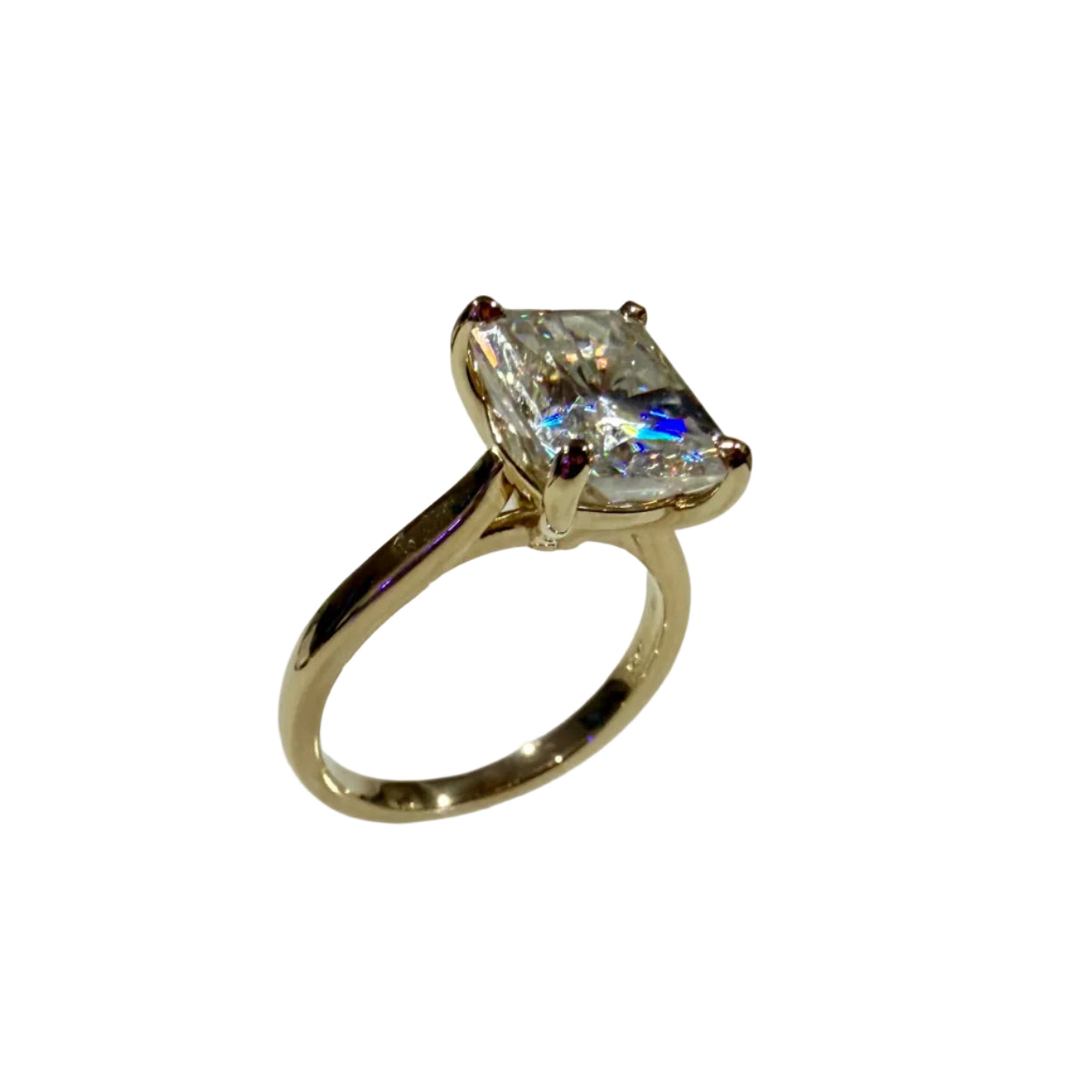 Engagement Rings 14K Yellow Gold Emerald-Cut Moissanite Engagement Ring