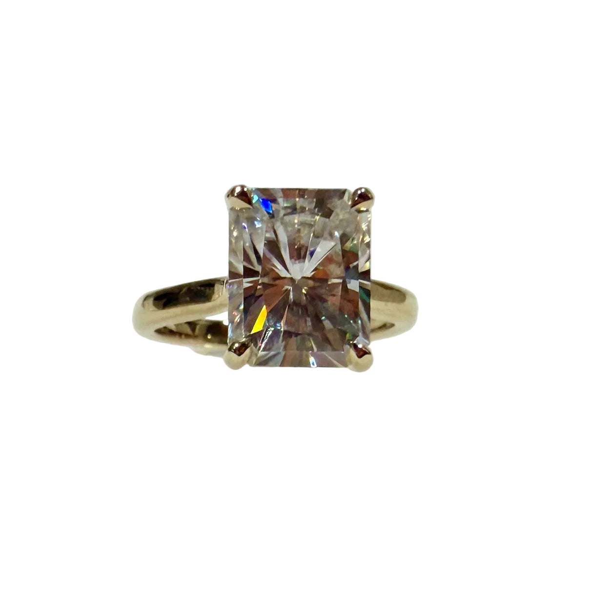 Engagement Rings 14K Yellow Gold Emerald-Cut Moissanite Engagement Ring