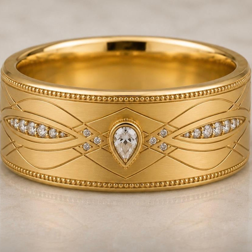 18K Yellow Gold 7 mm Men's Wedding Band — Custom Design