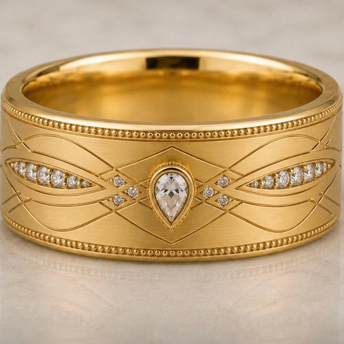Load image 1 in gallery view. 18K Yellow Gold 7 mm Men's Wedding Band — Custom Design
