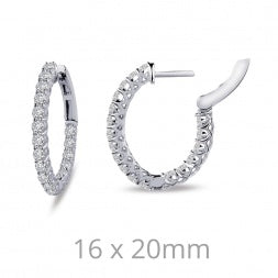 Lafonn inside-out oval hoop earrings in sterling silver with simulated diamonds