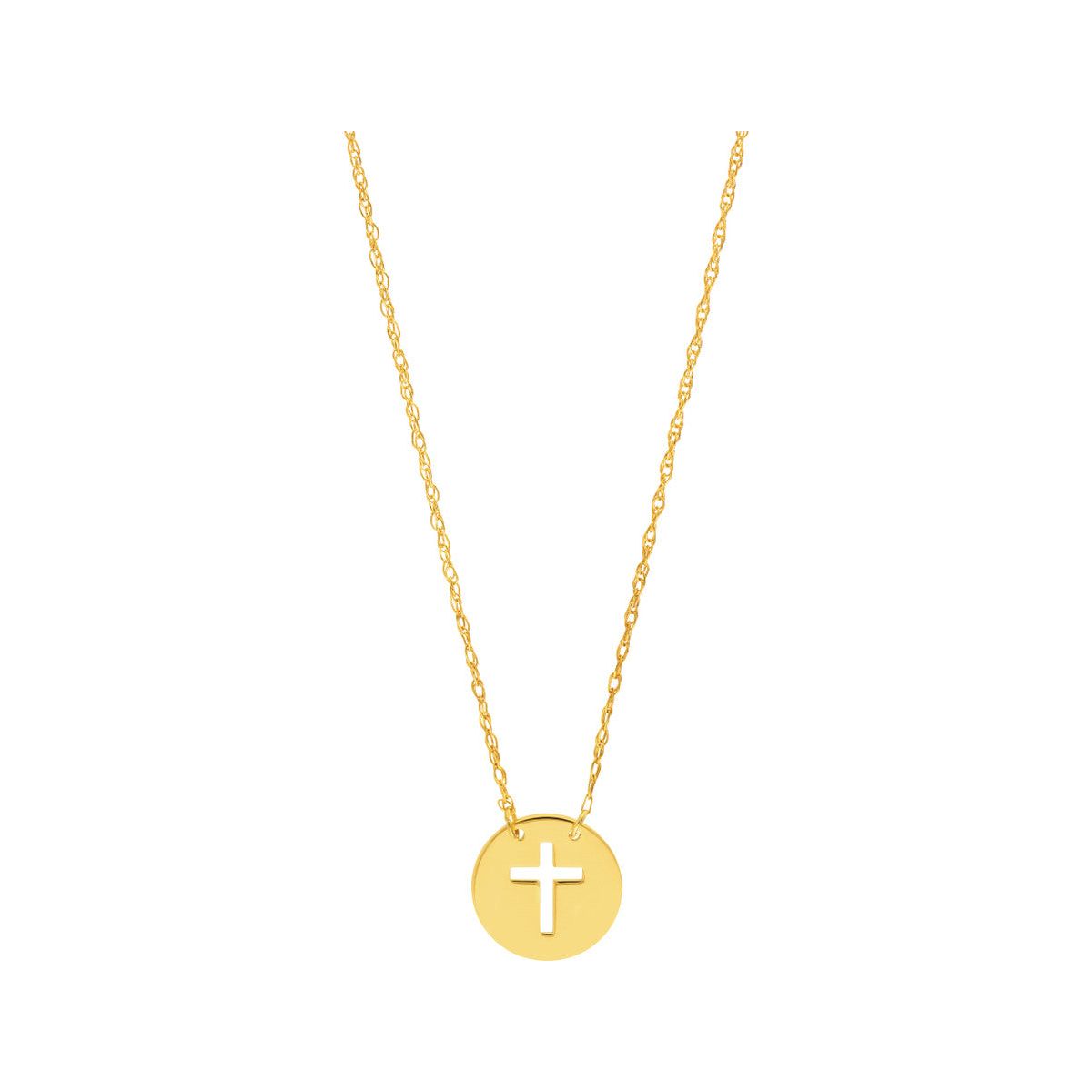 Mini Disk Cut Out Cross Necklace